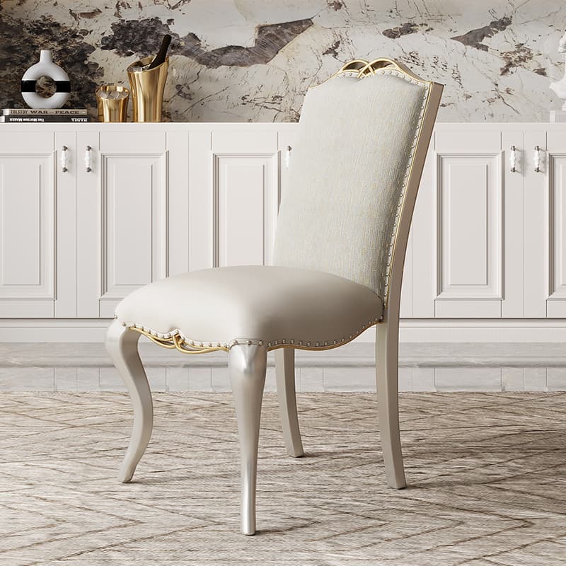 American Style Accessible Luxury Solid Wood Dining Table Chair Champagne Silver Modern Minimalist Matching Dining Table Chair Combination Classy Furniture