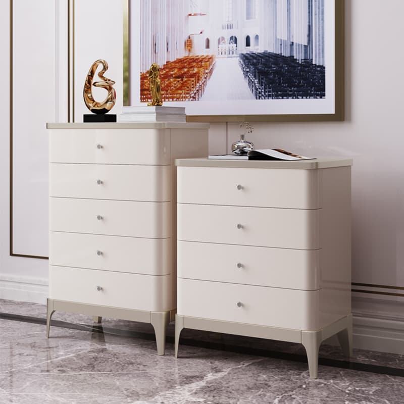 American Style Accessible Luxury Four Five Drawers Minimalist Modern Solid Wood Bedroom Storage Cabinet Italian Storage Drawer Cabinet Champagne Color