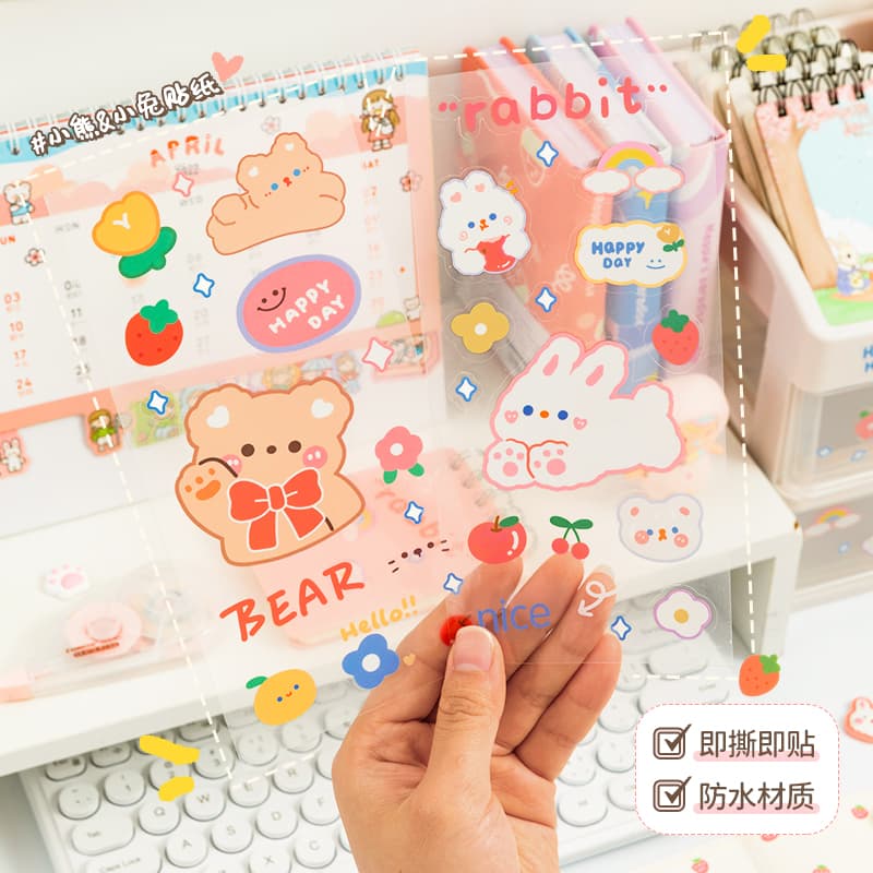 Sticker Set for Planners, Planner Stickers, Girl and Children's Transparent Cartoon Stickers, Waterproof Stickers for Phone Cases, Water Bottles, Stationery Labels, Trendy Girly DIY Stickers