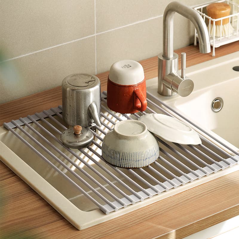 Foldable 304 Stainless Steel Sink Drain Rack, Dishwashing Basin Drain Basket, Sink Bowl and Plate Fruit and Vegetable Storage Rack