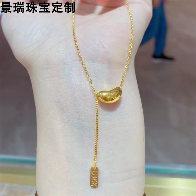 5G Craft 999 Foot Gold Acacia Bean Lucky luck Gold Tassel Necklace Women new Popular New arrival Gift