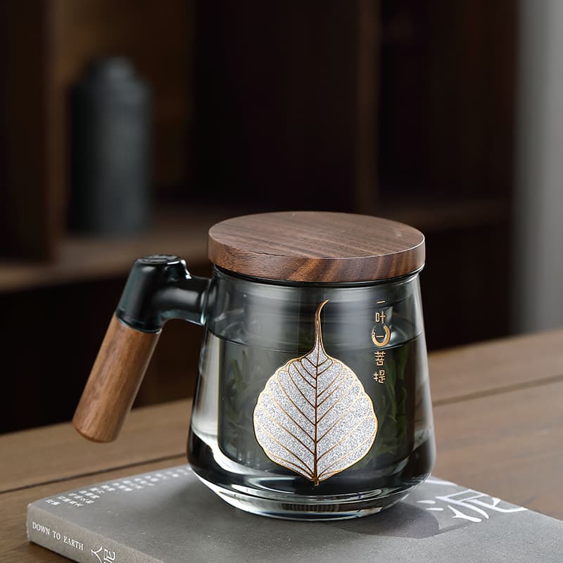 Heat-Resistant Glass Tea Cup with Lid, Office Tea Cup with Filter, Men's Simple Tea Separation Cup, Home Use