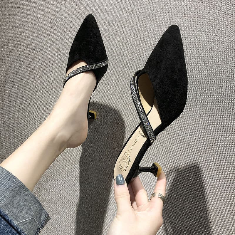 Korean Style Closed-Toe Slippers for Women, Summer 2022 New Pointed Toe Stiletto High Heels, Sandals, Half-Slippers for Women