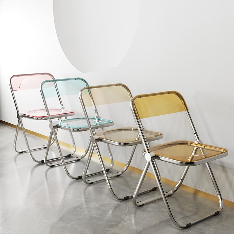 Acrylic Chair, Transparent Folding Stool with Backrest, Popular for Photo Shoots, ins Style Dressing Table Makeup Chair, Light Luxury Dining Chair