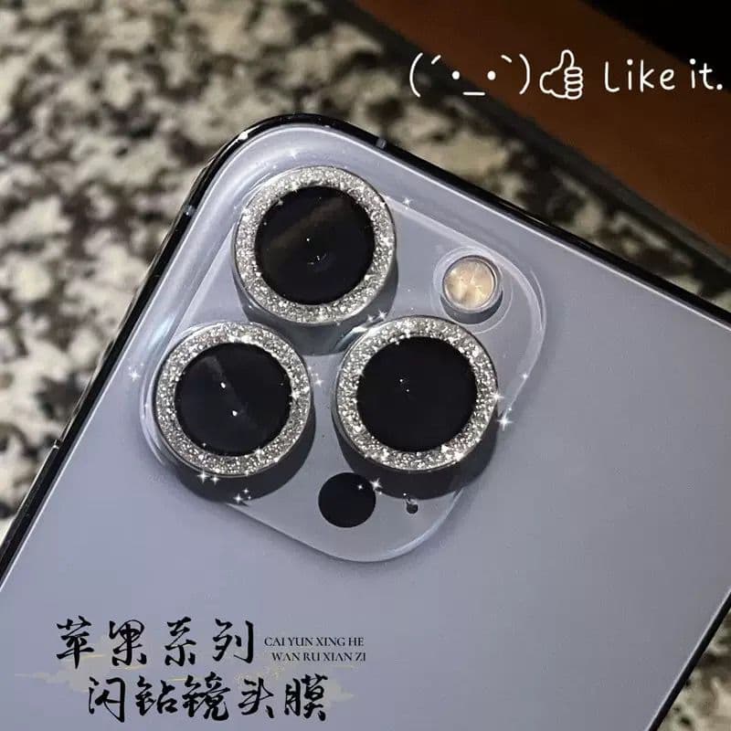 Cangling Green Apple 13 Pro Max Lens Film Glitter iPhone 14 Pro Max Lens Ring 12 Camera Protector Camera Protection Ring 11 Lens Cover High-End Lens Sticker Applicable