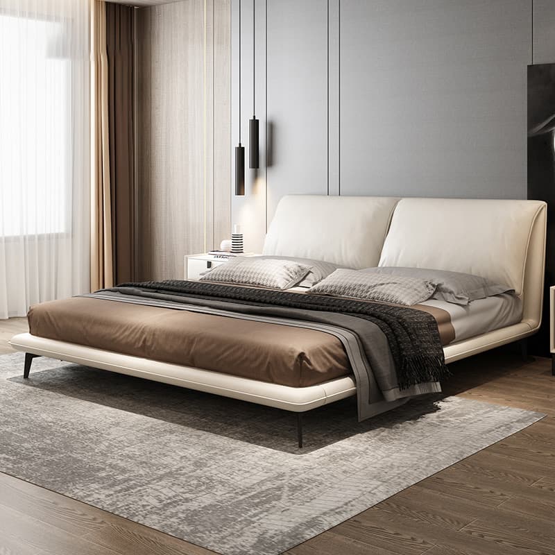 Leather Bed Leather Bed Double Bed 1.8m Accessible Luxury Italian Master Bedroom 1.5m Storage Small Apartment Wedding Bed Modern Simple