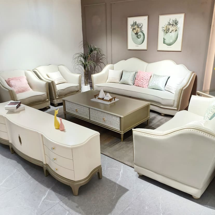 American Style Accessible Luxury Solid Wood Sofa 123 Combination Modern Minimalist French Living Room Large and Small Apartment High-grade Leather House