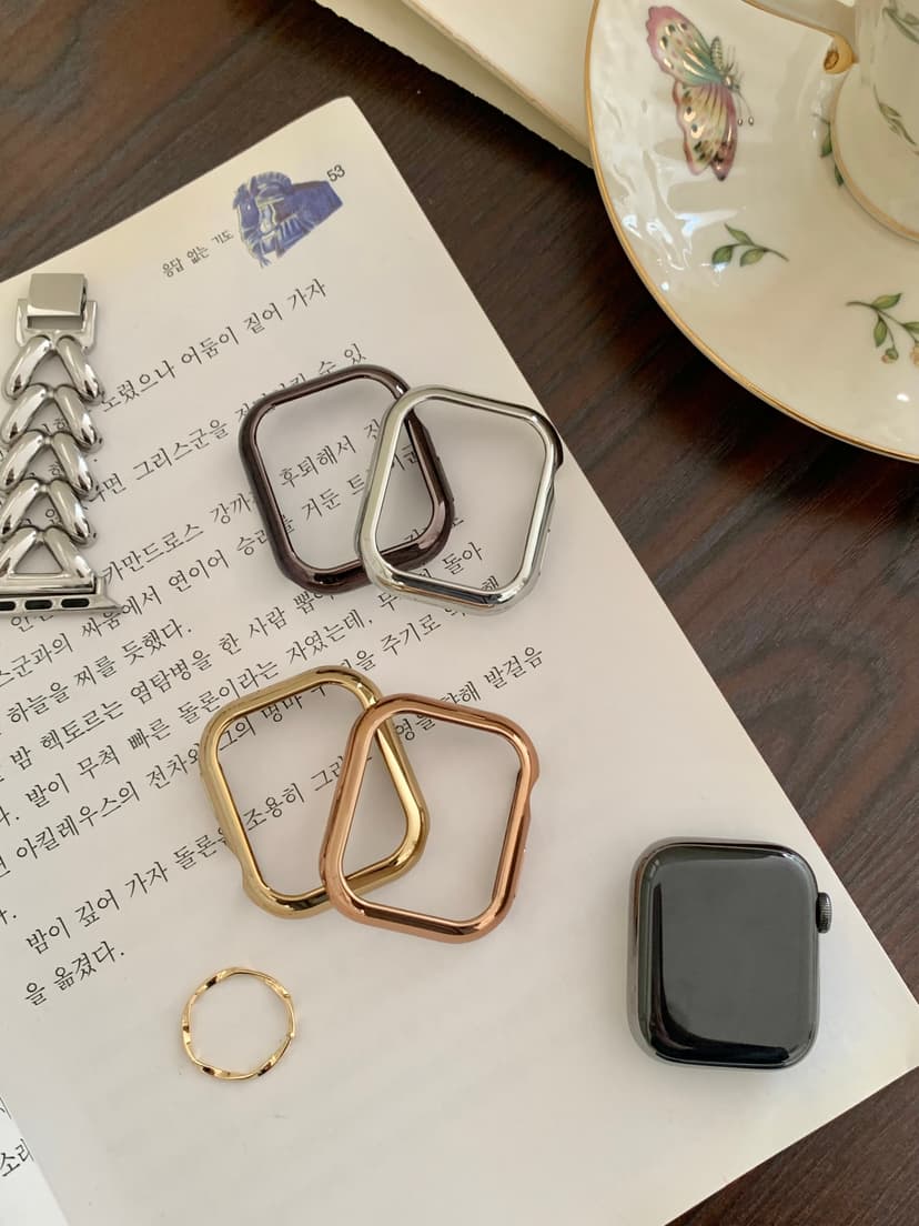 Pc Electroplated Half-Cover Hard Case Suitable for 11Th Generation Apple Watch 10, 9, 8, 7, 6, Se, Universal S9 Anti-Drop Protective Case