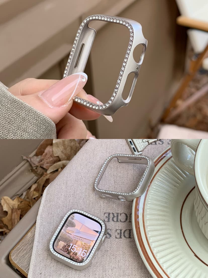 Fine Diamond Starlight Color Protective Case, Half-Wrapped Hard Case Suitable for S11 Apple Watch 10Iwatch9 Generation 87Se Watch Case