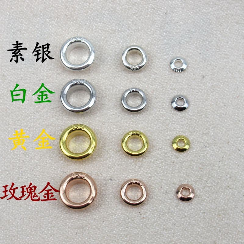 DIY Pearl Full Hole Accessories S925 Sterling Silver Spacer Pearl O-Shaped Chain String Heart Passepartout Spacer Silver Patch