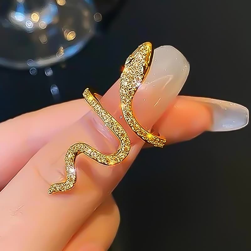 Snake Ring for Women, Micro-Inlaid Zircon Winding Snake Ring, Women's Fashion Ring