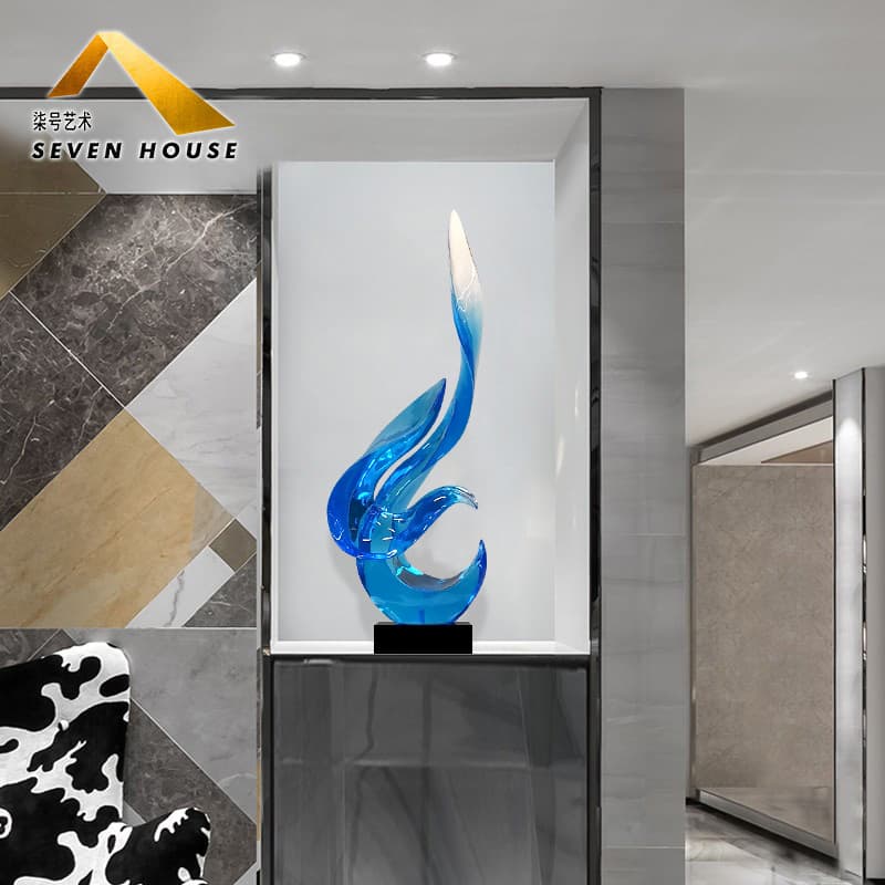 Modern Abstract Transparent Resin Sculpture Entrance Decoration Hotel Model Room Art Installation Living Room Decoration Crafts