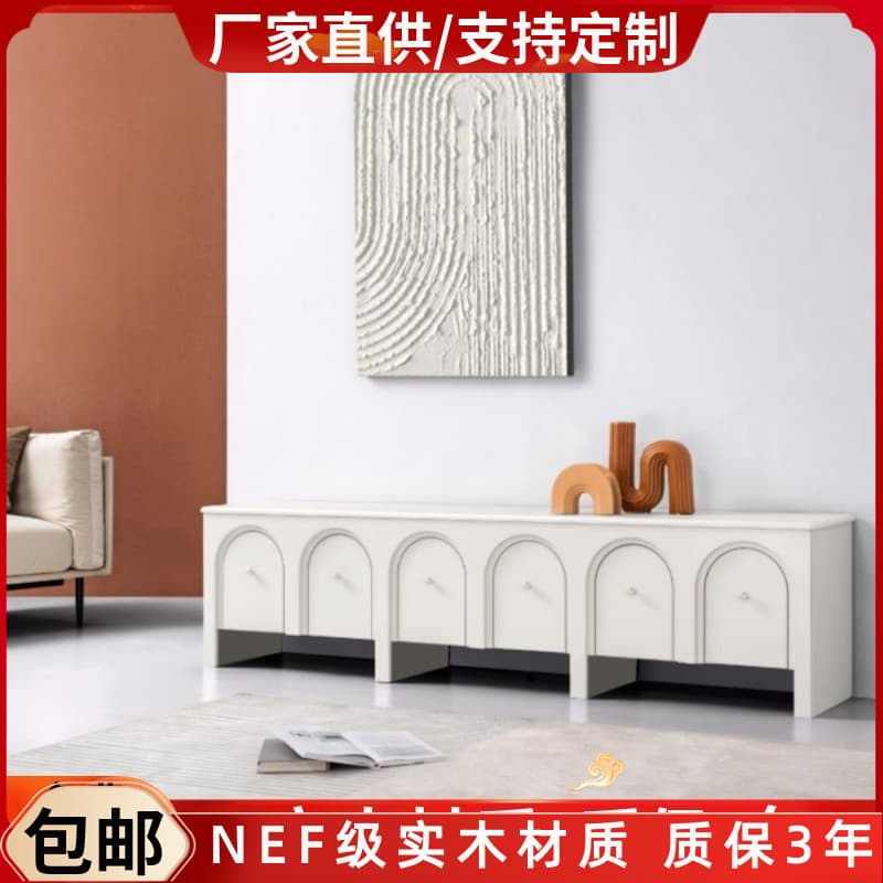 Scandinavian Paint Solid Wood TV Cabinet Internet Red Art Living Room Video Cabinet Modern Minimalist Floor Cabinet Storage Cabinet