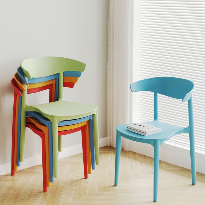 Horn Chair with Plastic Backrest, Dining Table and Chair for Home Use, Modern Minimalist Thickened Nordic Style, Popular on Social Media, Living Room Desk Stool