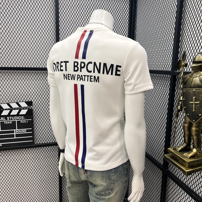 2025 Summer New Pure Cotton Short-Sleeve T-Shirt for Men, Trendy Brand with Colorful Stripe Print, Round Neck, Loose Fit, Versatile Top