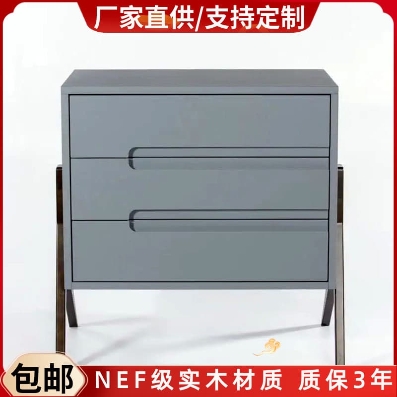 New Artistic Bedside Table Piano Paint Solid Wood Three Drawer Cabinet Italian Normcore Storage Cabinet Drawer Cabinet