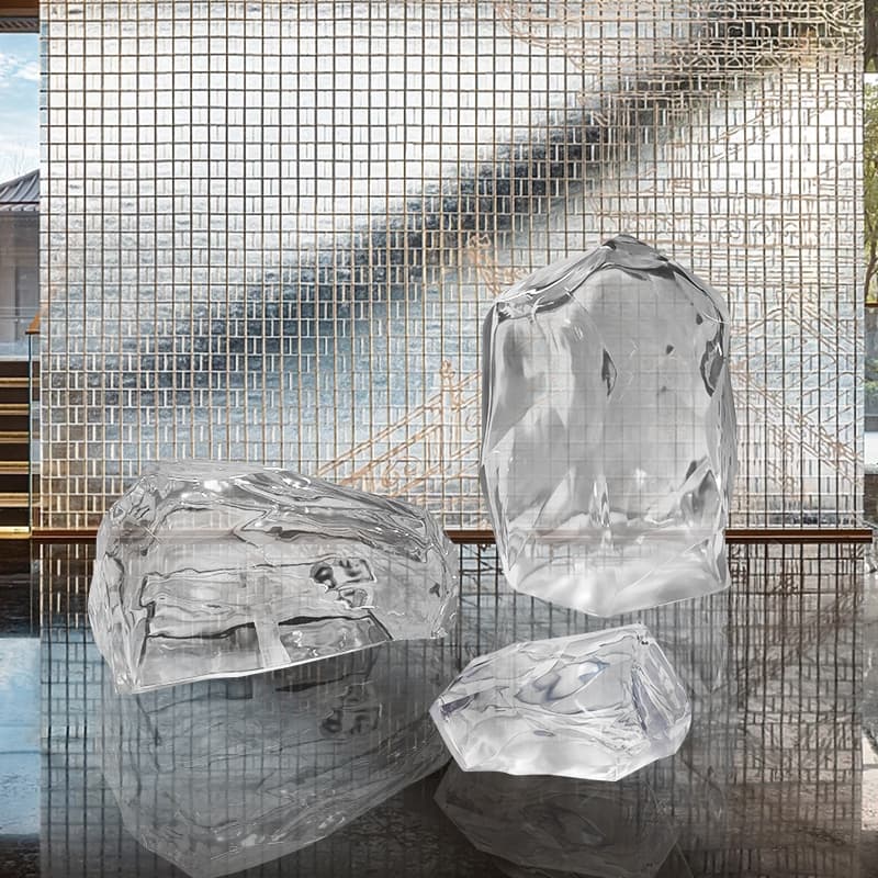 Transparent Resin Large Landscape Stone Ornaments Hotel Villa Lobby Courtyard Pool Floor Sculpture Soft Decoration