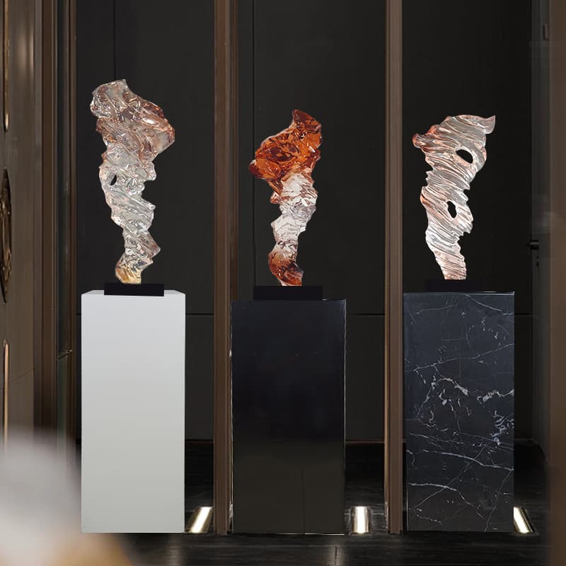 High-End Niche Living Room Transparent Resin Abstract Sculpture Artwork Large Floor-Standing Soft Decoration Piece for the Entrance Hall