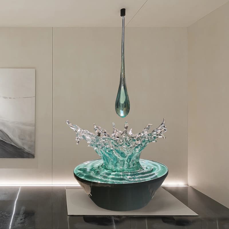 Large Transparent Water Drop Sculpture Pendant Hotel Living Room Entrance Resin Water Splash Ornament Decorative Art Hanging Piece