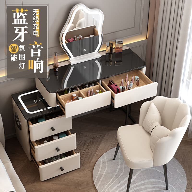 2025 New Dressing Table Storage Cabinet Integrated Bedroom Modern Simple High-End Accessible Luxury Popular Small Makeup Table