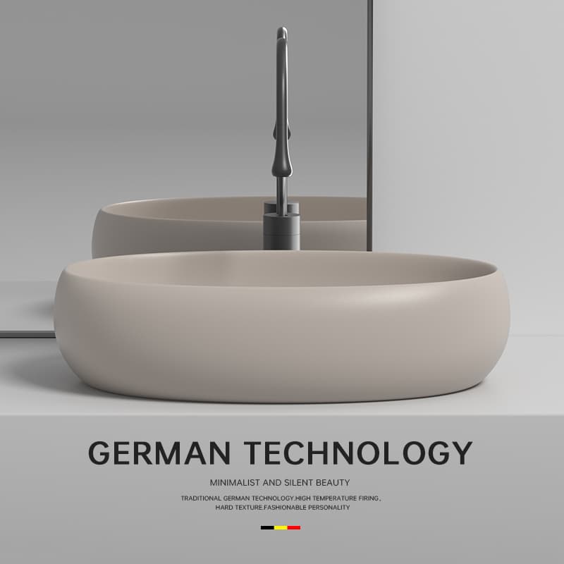 Khaki Countertop Wash Basin Bathroom Ceramic Wash Basin Oval Balcony High-End Wash Basin