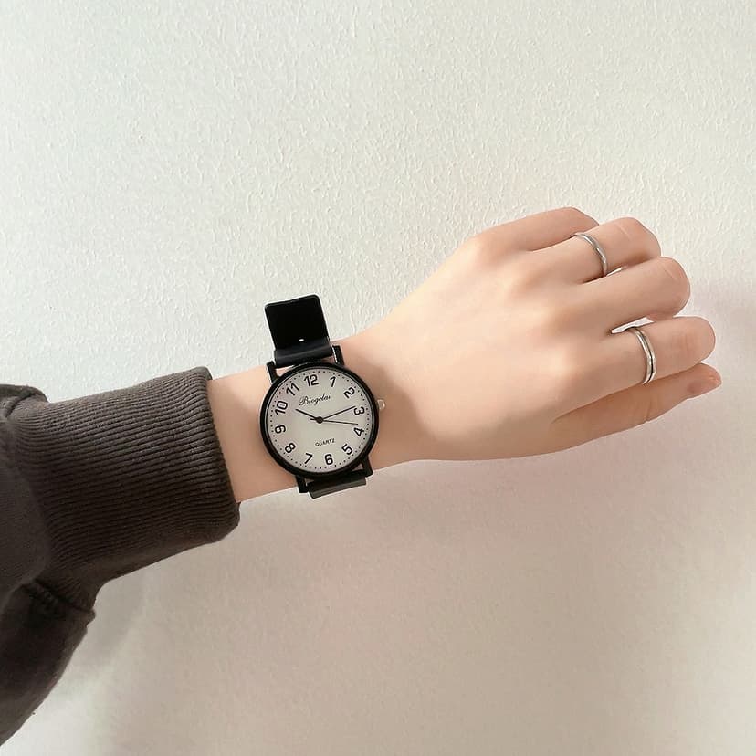 Niche ins Minimalist Unisex Couple Trendy Cool Style Quartz Watch for Civil Servants, Students, and High School/College Entrance Exam Preparation