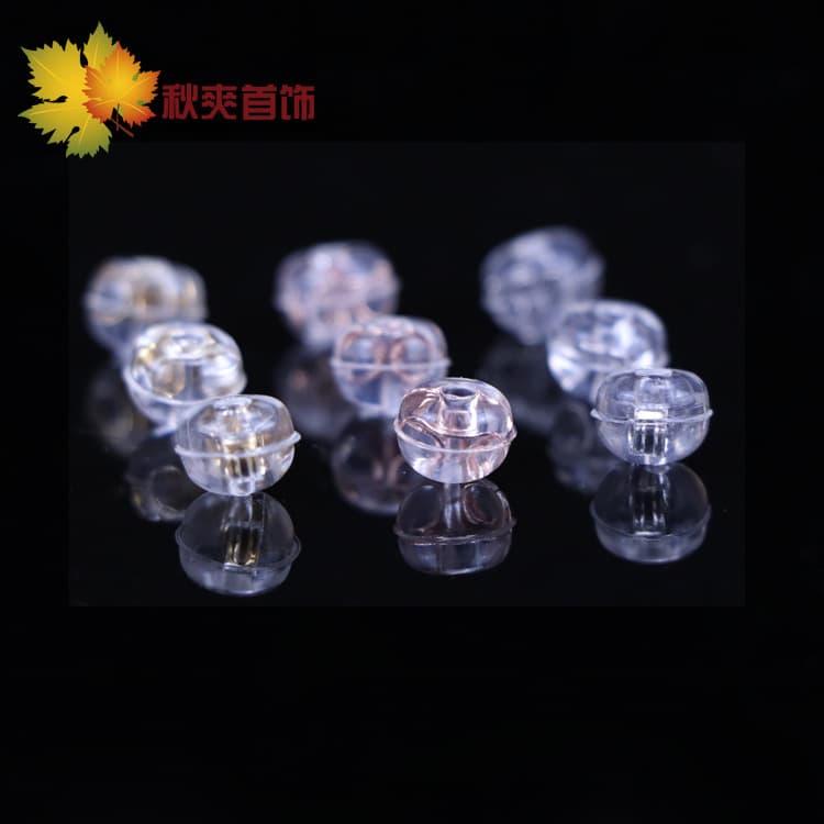 Transparent Silicone S925 Sterling Silver Earplugs Electroplated 18K Rose Gold Ear Stud Plugs Accessories DIY Ear Plugs Manufacturer