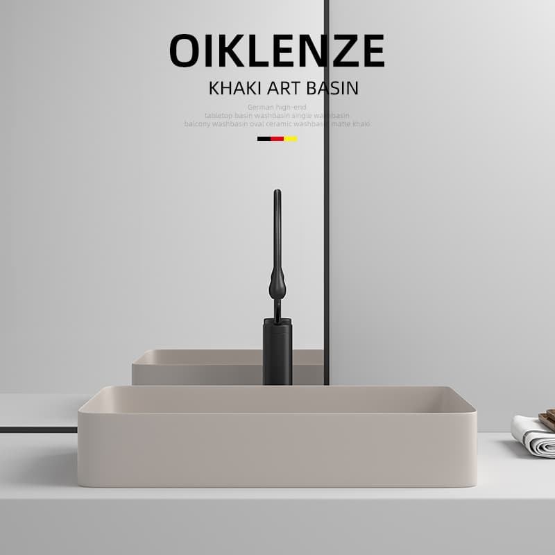 Creative Ceramic Khaki Countertop Basin Frosted Bathroom Washbasin Square Wash Basin Matte Art Basin