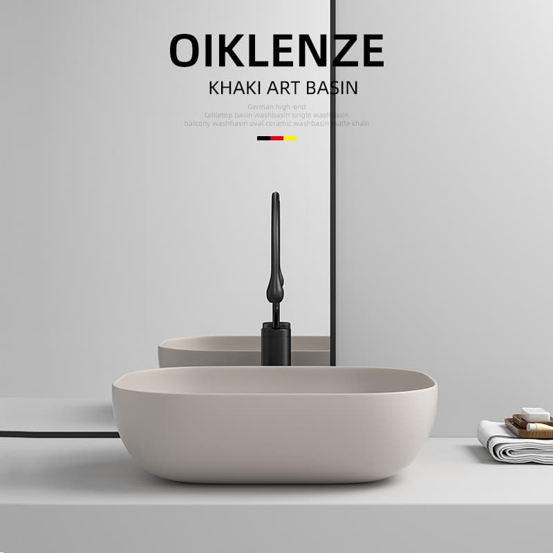 Khaki Countertop Wash Basin Bathroom Washbasin Ceramic Washbasin Oval Washbasin