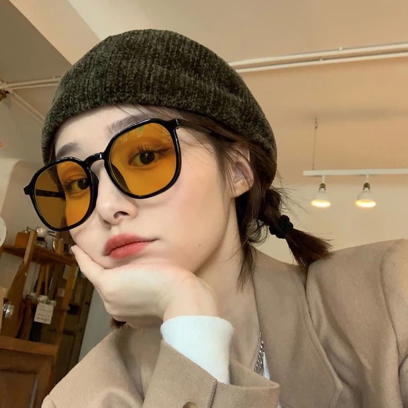 Trendy Korean-Style Instagram Street Fashion Brown Sunglasses for Women, Versatile, Face-Slimming, Polarized Square Sunglasses t