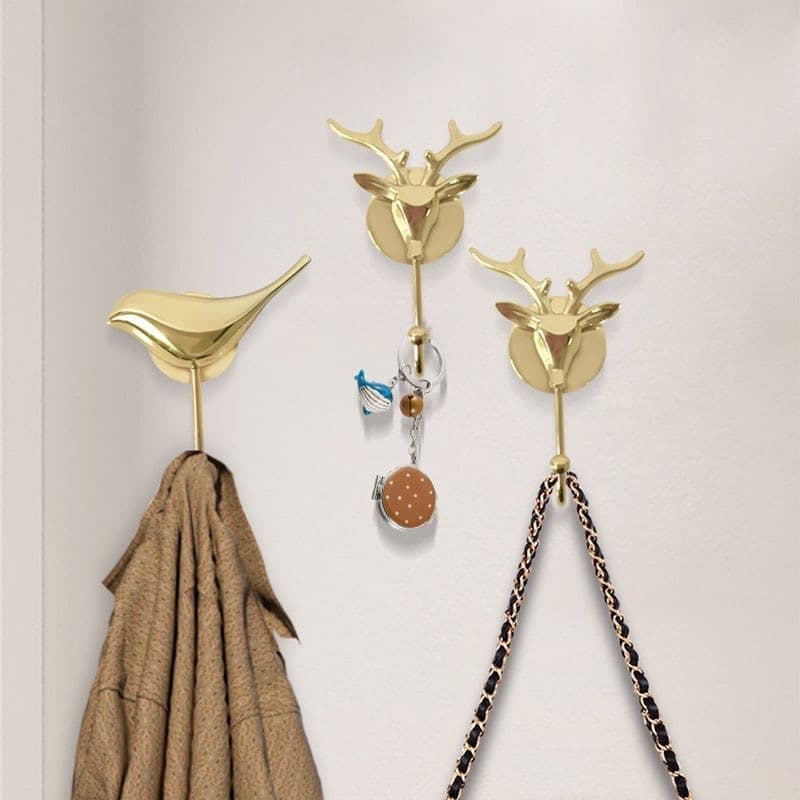 New Chinese-Style Light Luxury Entrance Wall Creative Key Hook, All-Copper Bird Coat Hook, Wall-Mounted, No Drilling Required