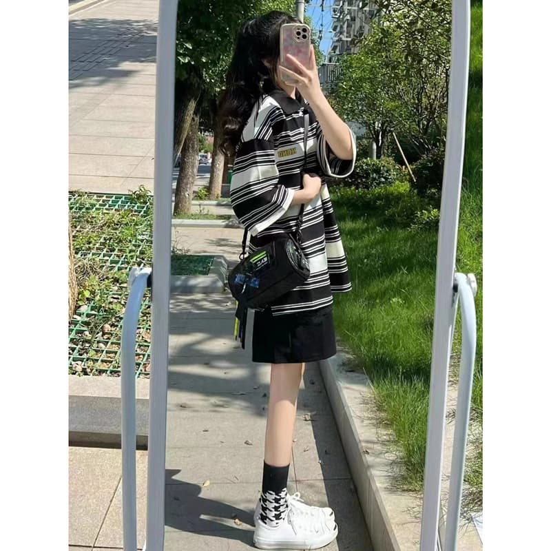 Thin Short-Sleeved Shorts Casual Sports Suit for Women Summer Student Korean Style Loose Slimming Fashionable Running Two-Piece Set