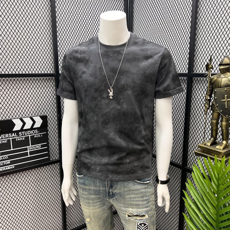 Trendy Floral T-Shirt for Men ins Super Popular Summer Floral Pattern Short-Sleeve Korean Style Trendy Printed Loose Top