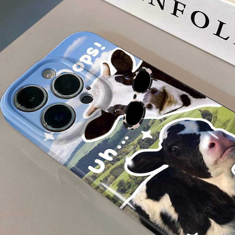 Fresh and Creative Cow-Themed Phone Case Suitable for Huawei, Oppo, Apple 13, New iPhone 14/12/11 Pro Max, Realme, Redmi, Xiaomi 13 Pro/Ultra/10S