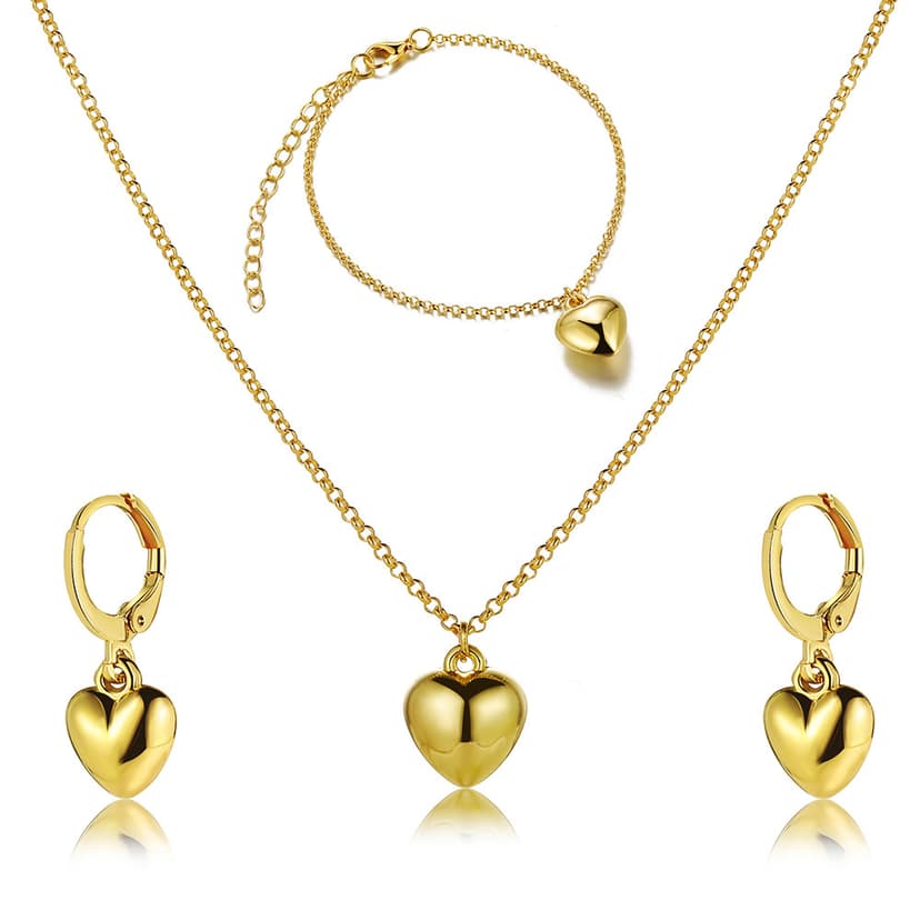 Jewelry Set Necklace Jewelry Set Heart Necklace Set Necklace Earrings Bracelet 3-Piece Set