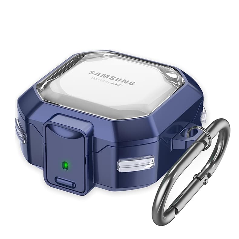 New Model Suitable for Samsung Galaxy Buds 2 Pro Protective Case, Mecha Style with Four-Corner Airbags, Anti-Drop, Full-Cover Earphone Case, Anti-Drop Wireless Buds Live Earphone Case with Lock, Transparent