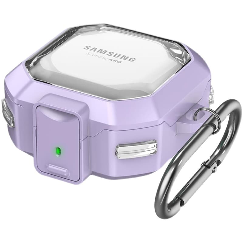 New Mecha-Style Protective Case Suitable for Samsung Galaxy Buds 2 Pro with Four-Corner Airbags to Prevent Drops, Full-Cover Earphone Case for Buds Pro, Anti-Drop Wireless Earphone Case with Lock Buckle, Transparent