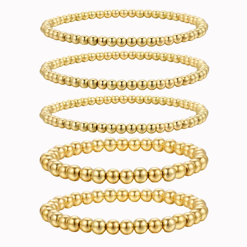 Stretch Beaded Bracelet Women Round Beads Gold Retro American Style Ccb Elastic Beaded Bracelet