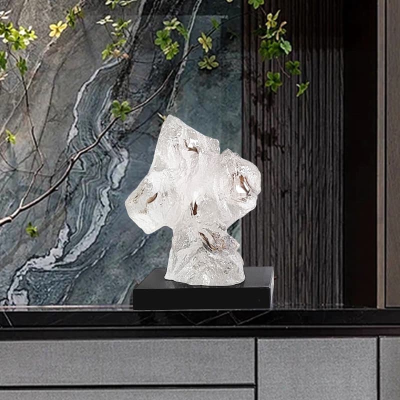 New Chinese-style Transparent Resin Stone Desktop Decoration Living Room Entrance Hotel Model Room Soft Installation Crafts Sculpture