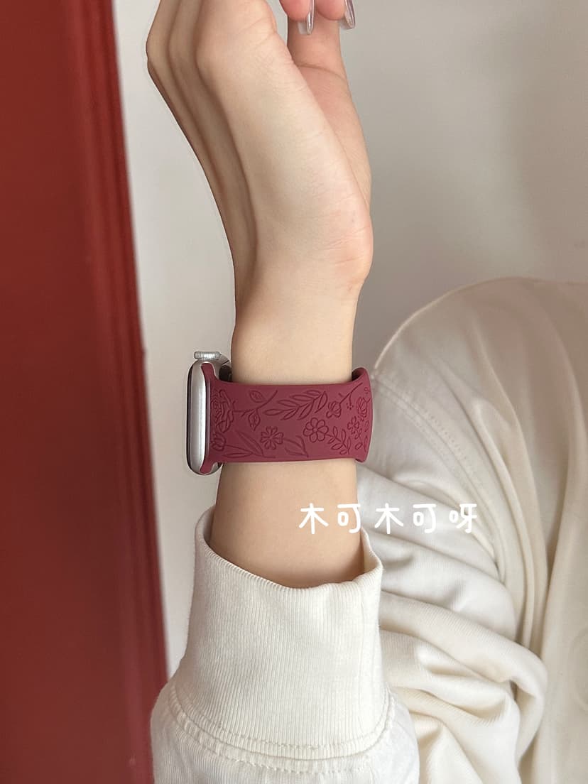 Suitable for Apple Watch, Muke Muke Ya Rose Pattern iWatch Strap, Sports Applewatch Strap