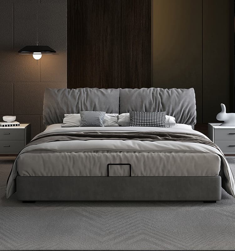 No-Wash Technology Frosted Fabric Bed Simple Modern Master Bedroom 1.8m Double Wedding Bed Elephant Ear Fabric Bed