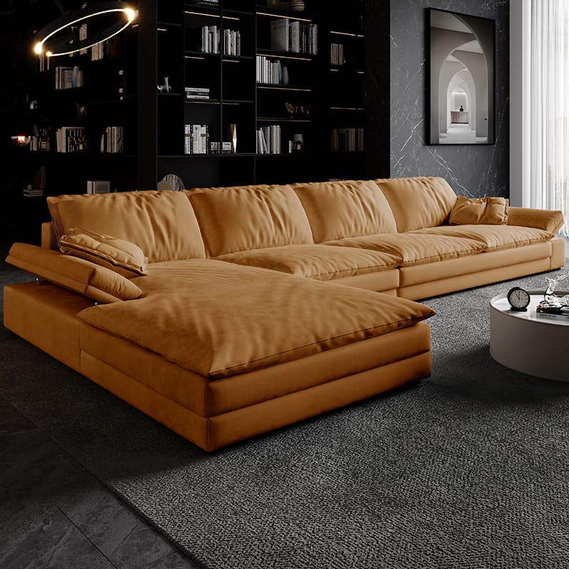 Italian Minimalist Latex Sofa for Living Room, Extra Deep Seating, Matte Fabric, Modern Simple Light Luxury down Fabric Sofa