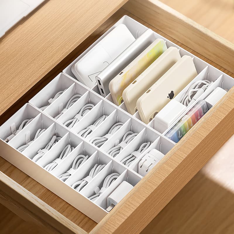 Data Cable Storage Box, Charging Cable Organizer, Dormitory Drawer Desktop Cable Storage Box, Power Cord Organizer, Cable Winder