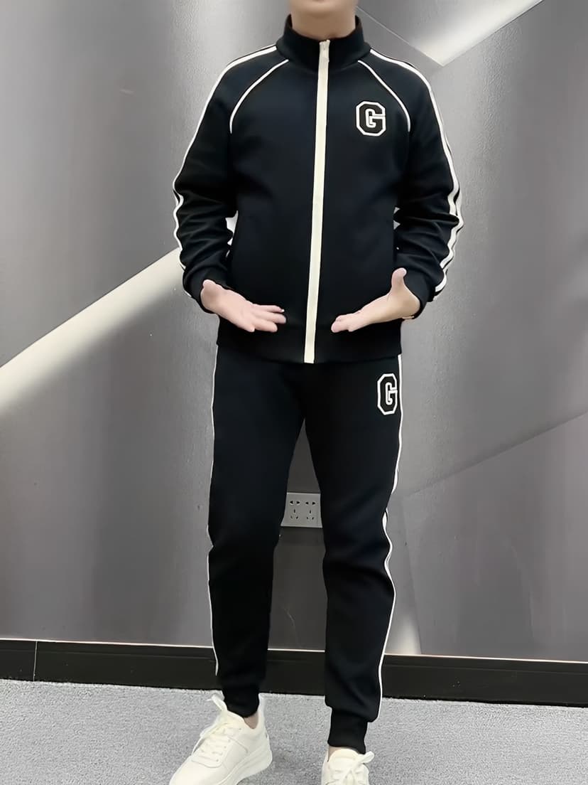 Fashionable Men's Suit 2025 Autumn New Casual Trendy Versatile Comfortable High-End Striped Sportswear for Men