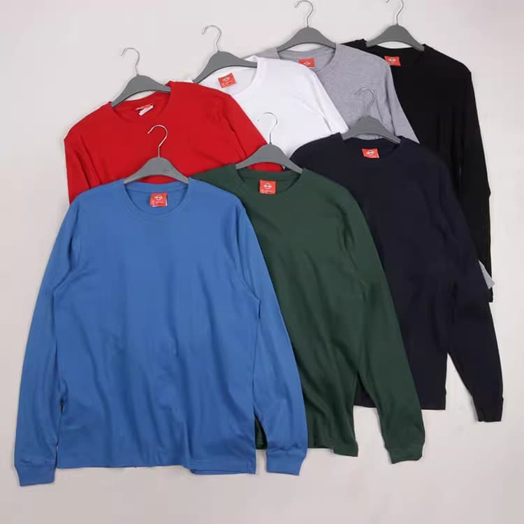 Pure Cotton Loose Fit! Men's Long-Sleeve T-Shirt, Simple Solid Color Inner Layer, Basic Casual Versatile Base Shirt for Men