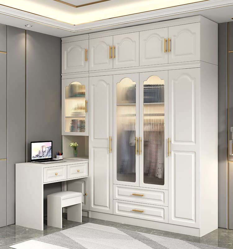 Wardrobe Desk Integrated Simple Modern Household Economical Cabinet Small Apartment Writing Desk Bookshelf Combination Large Wardrobe
