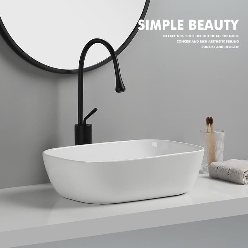 Scandinavian Simple Ceramic Countertop Basin Balcony Wash Basin Household Basin Square Wash Basin Art Basin Bathroom Basin