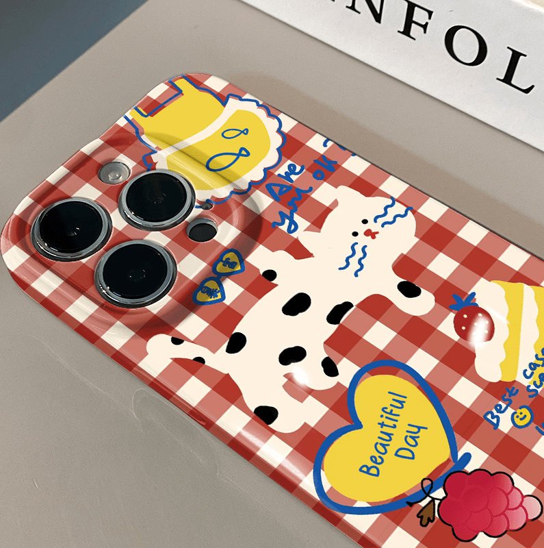 Ins Creative Niche Cute Plaid White Cat Suitable for Huawei Film Oppo Case Apple 15 New Iphone14/13/12Promax Phone Case Realme Redmi Xiaomi 13Pro/Ultra
