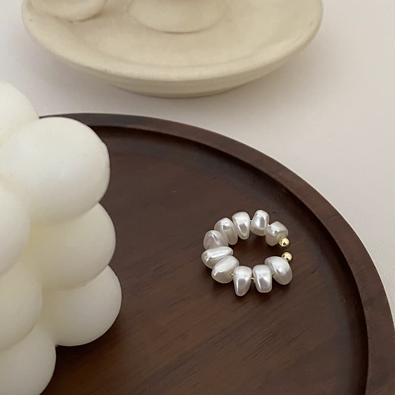 Zongli Irregular Pearl Ear Cuff No Piercing Open Half Circle Versatile Elegant Sweet High-End Feel Earrings ins Style