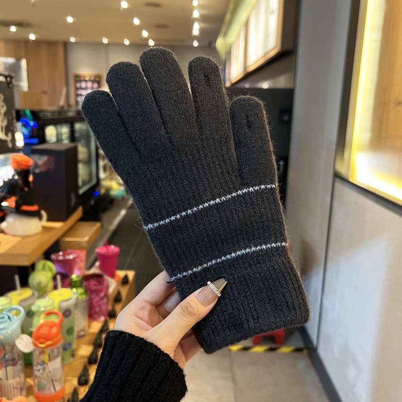 Solid Color Cycling Gloves for Male and Female Students, Simple and Versatile Plush Knitted Gloves, Cold-Proof and Warm, Fingerless for Using Mobile Phones in Winter